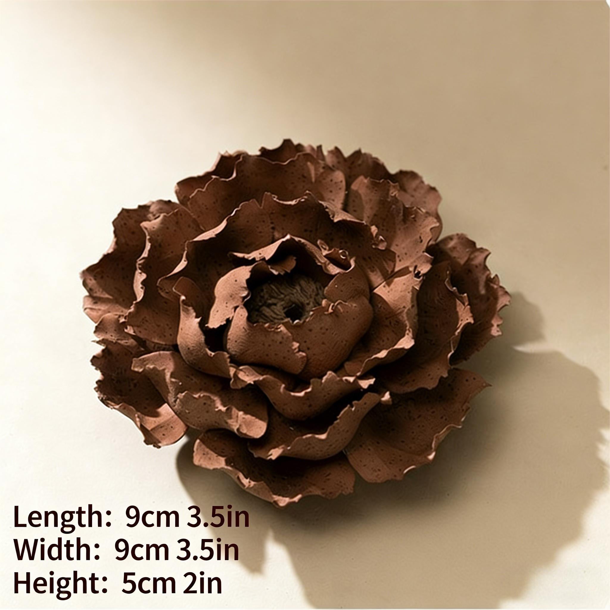 [Terracotta Rust],Handmade Ceramic Flower Terracotta Rust Decorative Home Ornament, Creative Handcrafted Gift Art Collectible Item