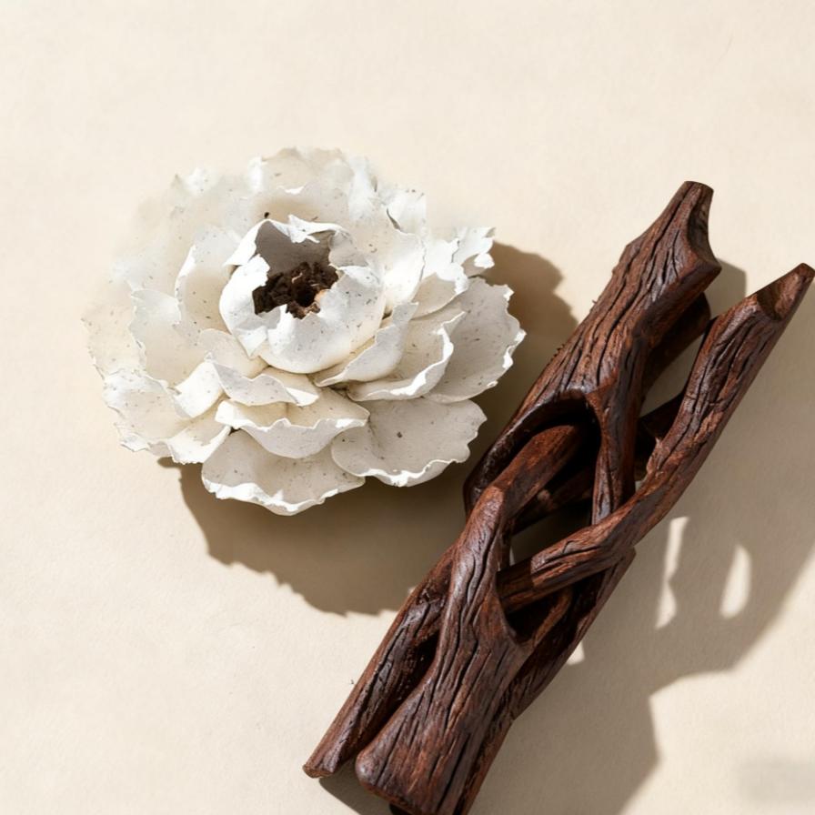 [Parchment Bloom],Handmade Ceramic Flower Home Decor, Creative Handcrafted Gift Art Collection, Unique Home Decoration
