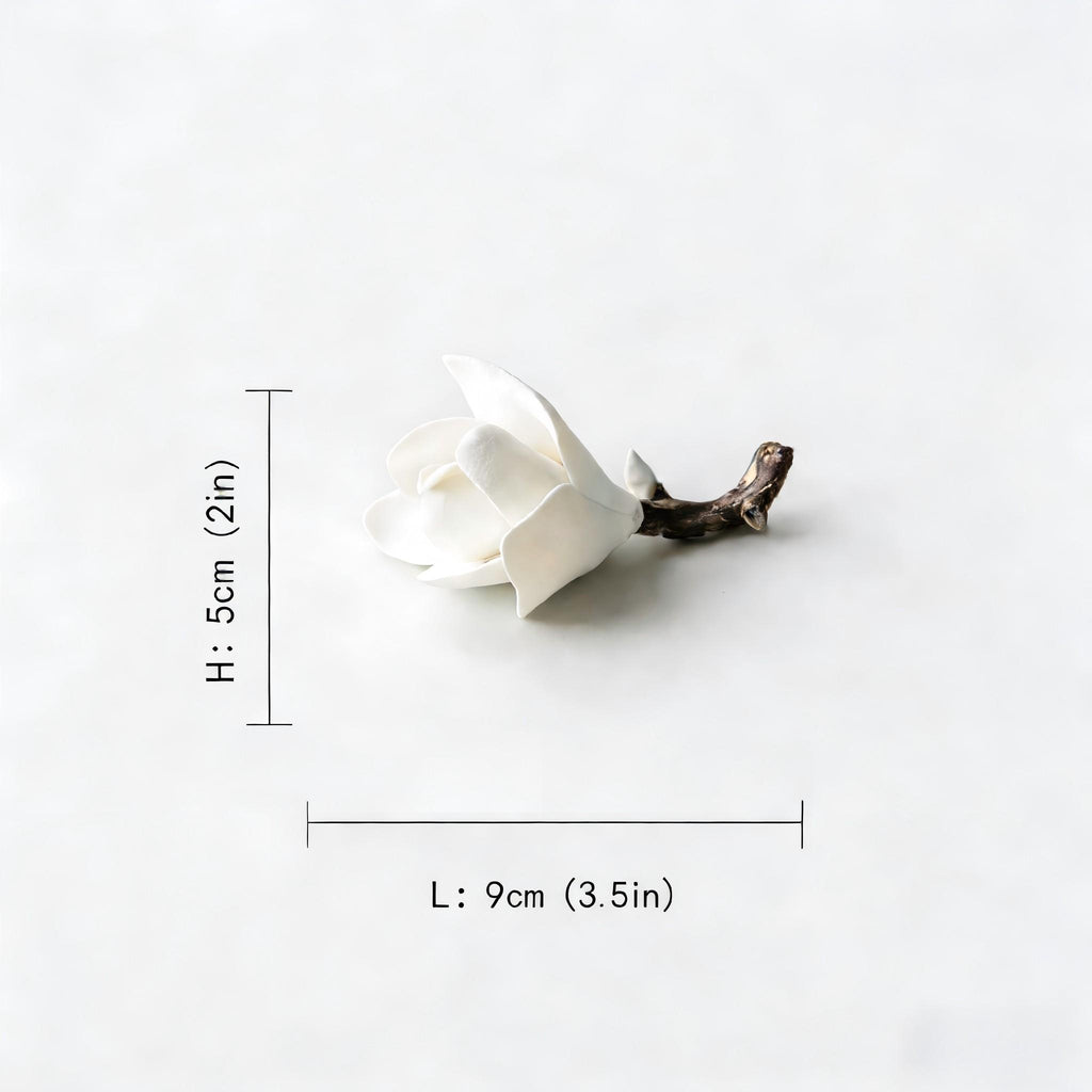 [Magnolia Mist] Handmade Ceramic Flower Home Decor, Unique Artistic Gift Idea for Incense Holder, Charming Decorative Accent