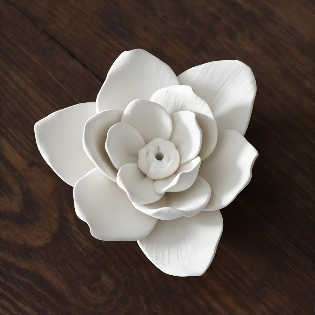 [Magnolia Drift] Handmade Ceramic Flower Home Decor, Unique Artisan Gift and Incense Holder, Creative Artistic Collectible