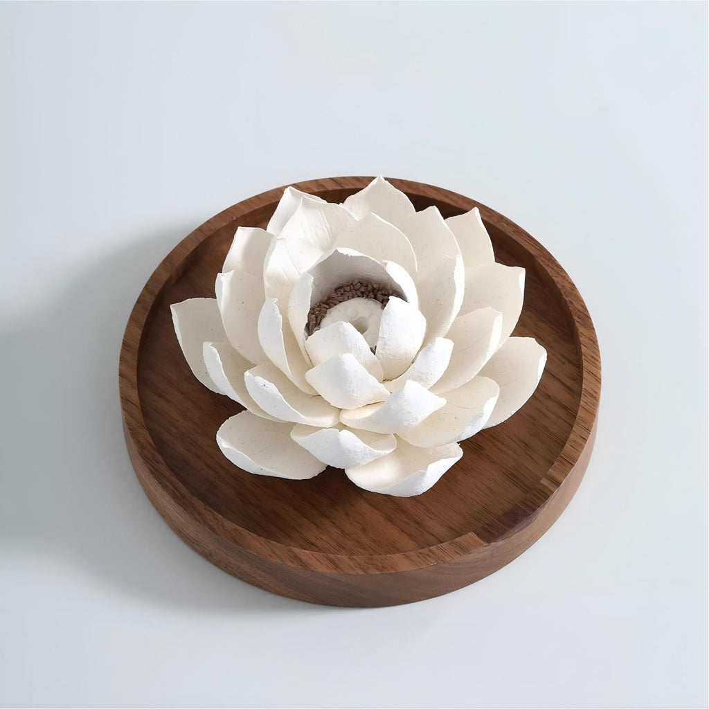 [Lotus Veil] Handmade Ceramic Flower Home Decor, Unique Creative Gift for Art Collectors, Incense Holder for Tranquil Spaces