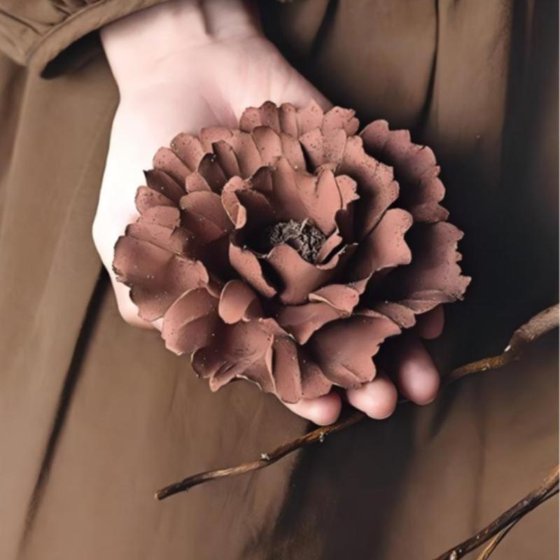 [Large red petals],Handmade Ceramic Flower Home Decor, Creative Handcrafted Gift, Art Collection