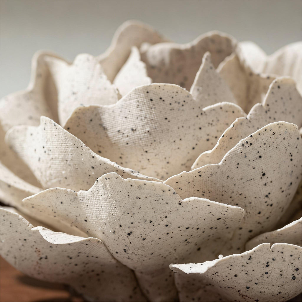 [Stone Milled Sesame] Handmade Ceramic Flower Decorative Ornament, Creative Handcrafted Gift Art Collection, Home Decoration