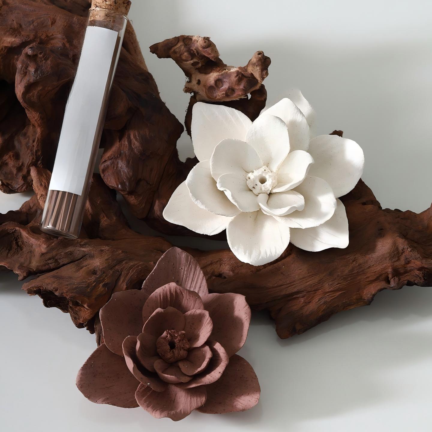 [Magnolia Drift] Handmade Ceramic Flower Home Decor, Unique Artisan Gift and Incense Holder, Creative Artistic Collectible