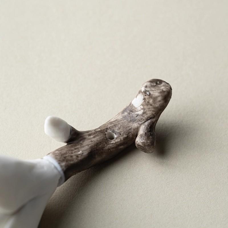 [Magnolia Mist] Handmade Ceramic Flower Home Decor, Unique Artistic Gift Idea for Incense Holder, Charming Decorative Accent