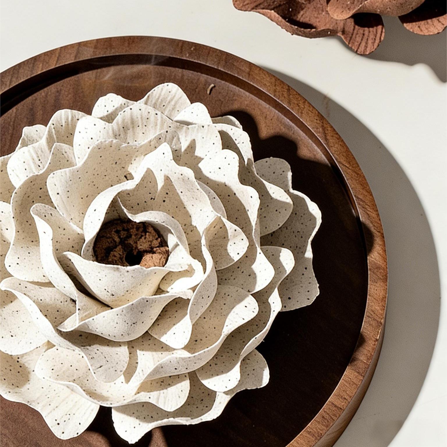 [Stone Milled Sesame] Handmade Ceramic Flower Decorative Ornament, Creative Handcrafted Gift Art Collection, Home Decoration