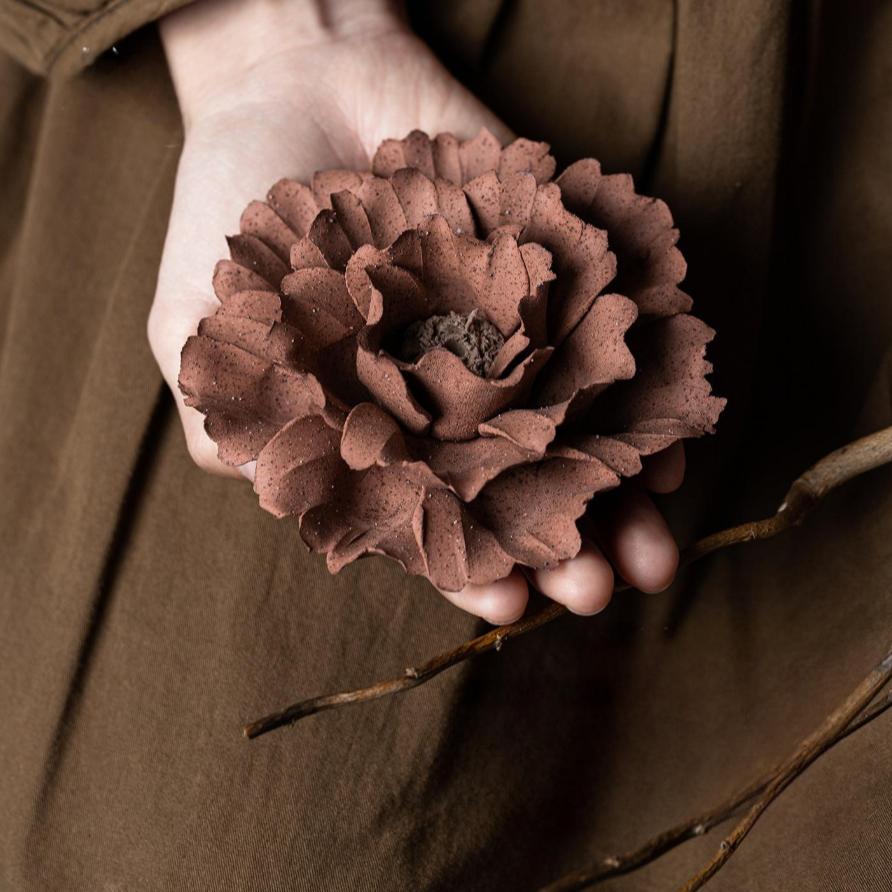 [Large red petals],Handmade Ceramic Flower Home Decor, Creative Handcrafted Gift, Art Collection