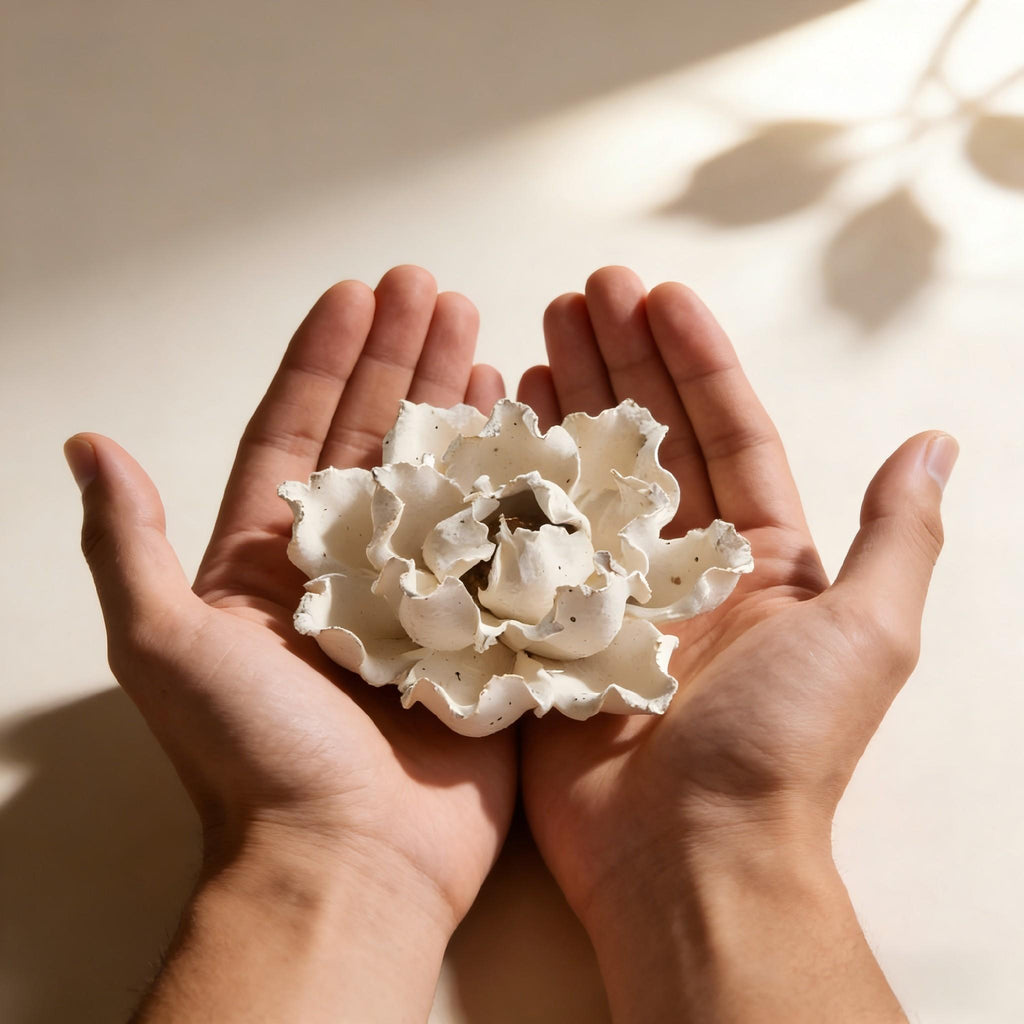 [Clay Bloom] Handmade Ceramic Flower Home Decor, Creative Art Collectible Gift Incense Holder, Unique Handcrafted Decoration