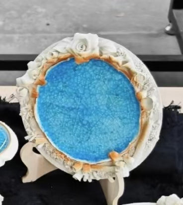 Florosiana Handcrafted Ceramic Carved Blossom Fruit Plate
