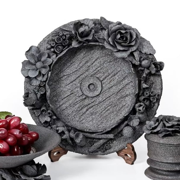 Florosiana Handcrafted Ceramic Carved Blossom Fruit Plate