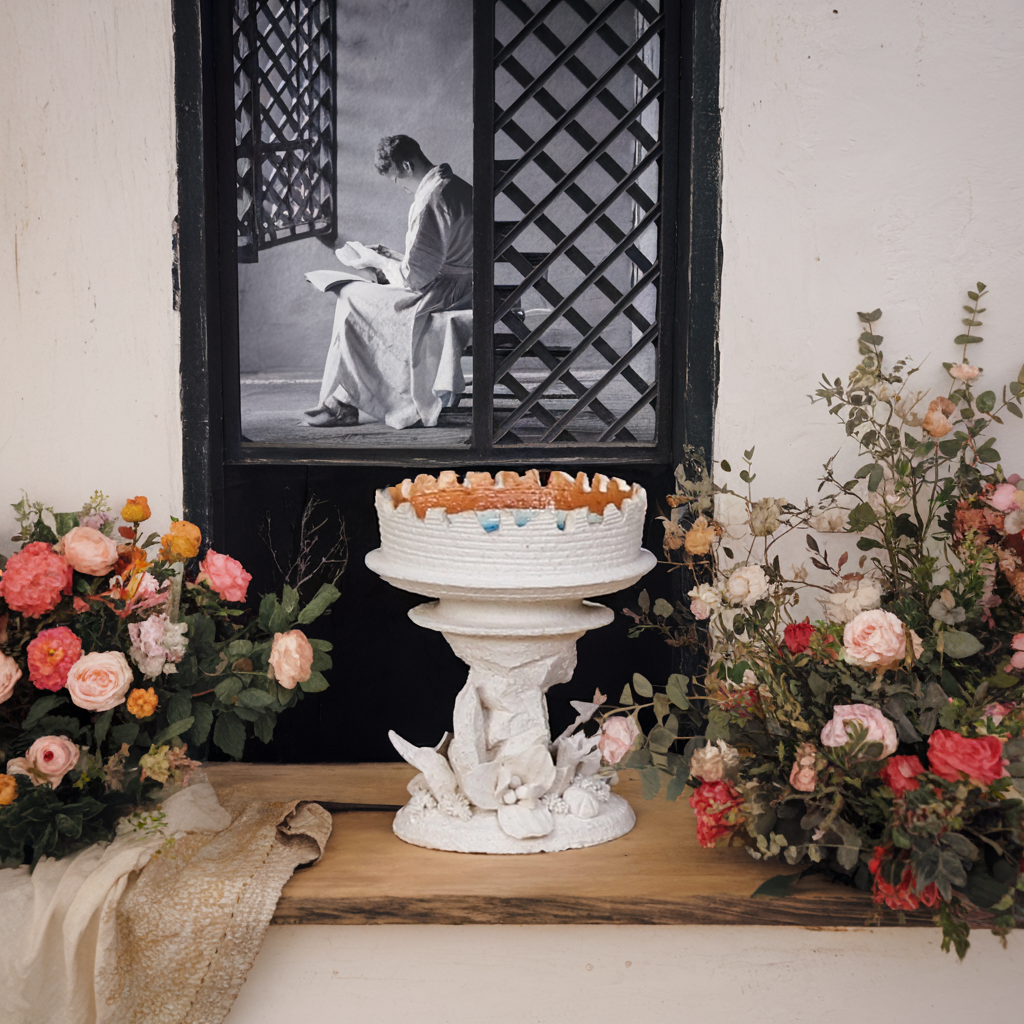 Florosiana Handmade Ceramic Sapphire Bloom Candle