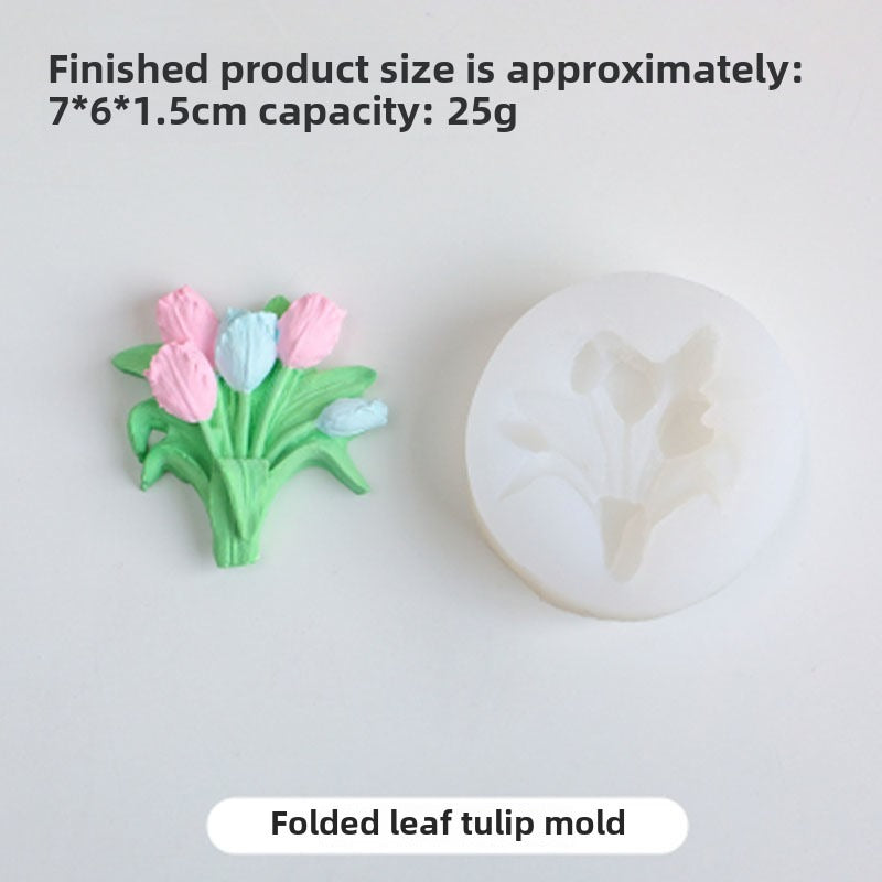 Folding Tulip Bouquet Silicone Mold for DIY Aromatherapy, Car Diffusers, Fragrance Stones, Candles, and Handmade Soaps