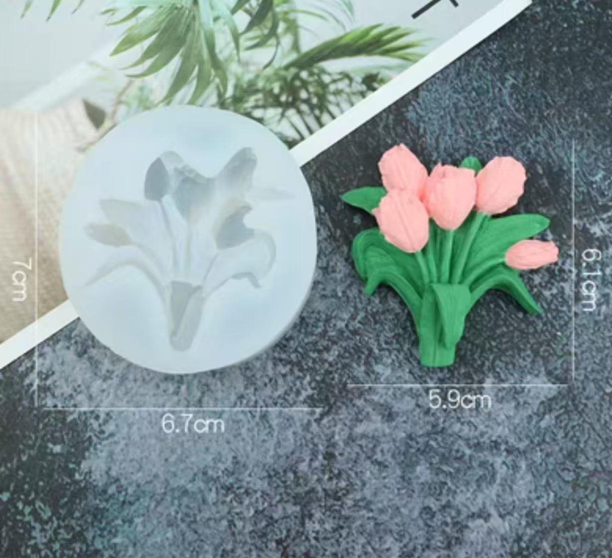 Folding Tulip Bouquet Silicone Mold for DIY Aromatherapy, Car Diffusers, Fragrance Stones, Candles, and Handmade Soaps