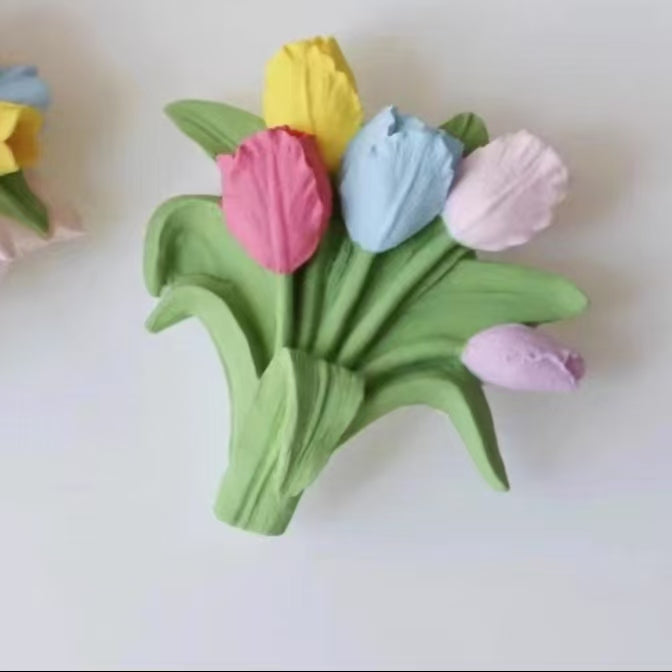 Folding Tulip Bouquet Silicone Mold for DIY Aromatherapy, Car Diffusers, Fragrance Stones, Candles, and Handmade Soaps
