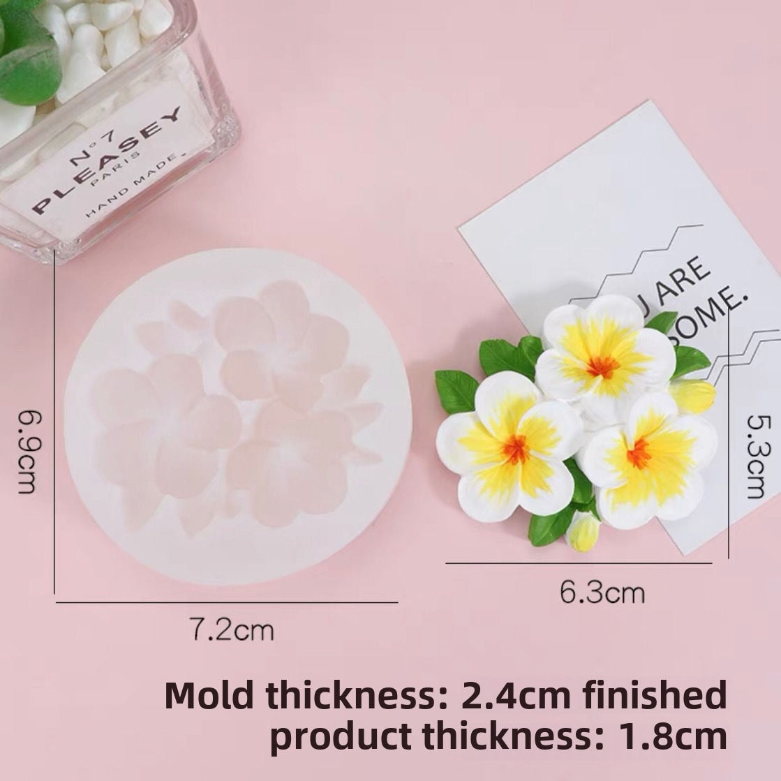 Frangipani (Plumeria) Silicone Mold for DIY Aromatherapy, Car Diffusers, Fragrance Stones, Candles, and Handmade Soaps