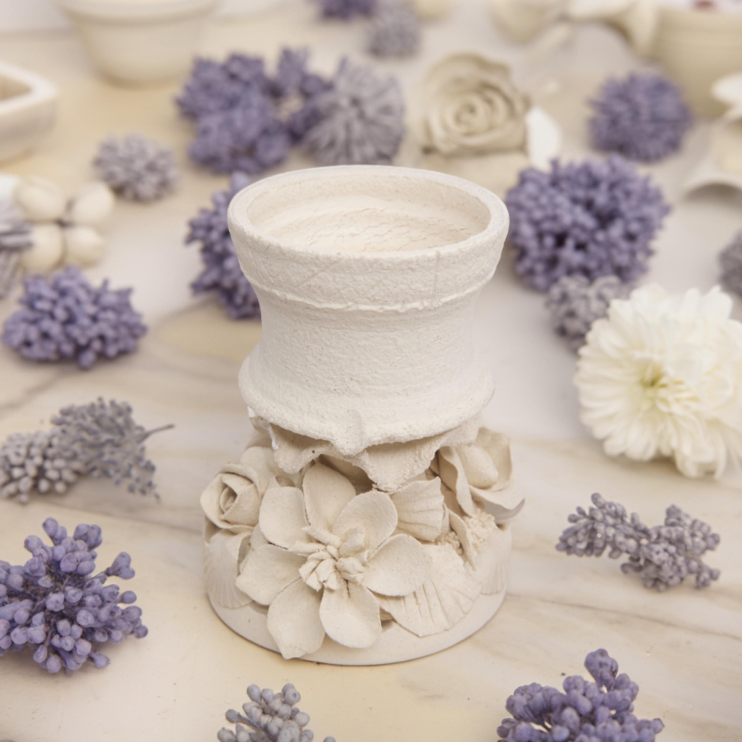 The Gardenia's Whisper candle holder handmade craft