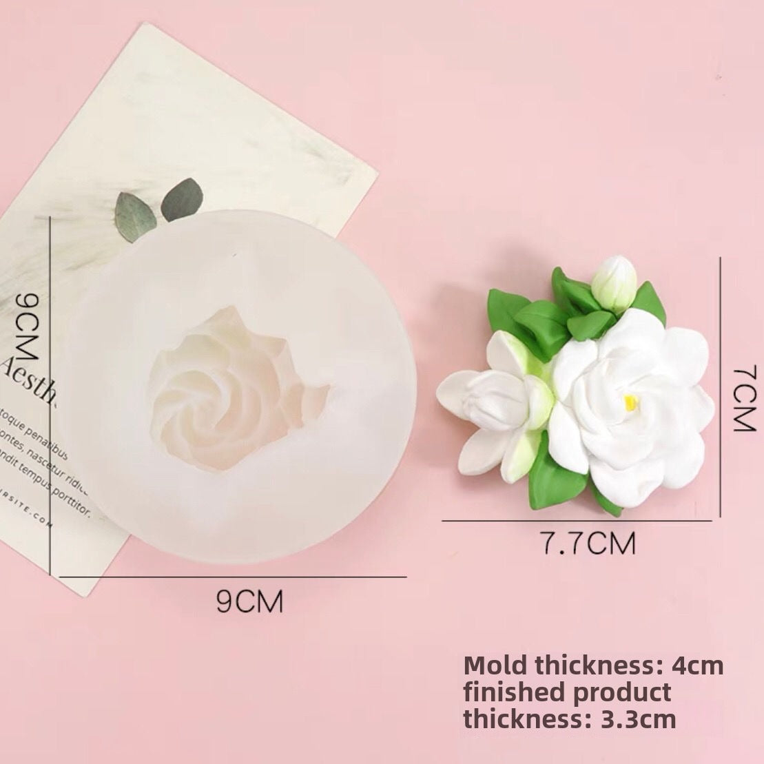 Gardenia Style 1 Silicone Mold for DIY Aromatherapy, Car Diffusers, Fragrance Stones, Candles, and Handmade Soaps