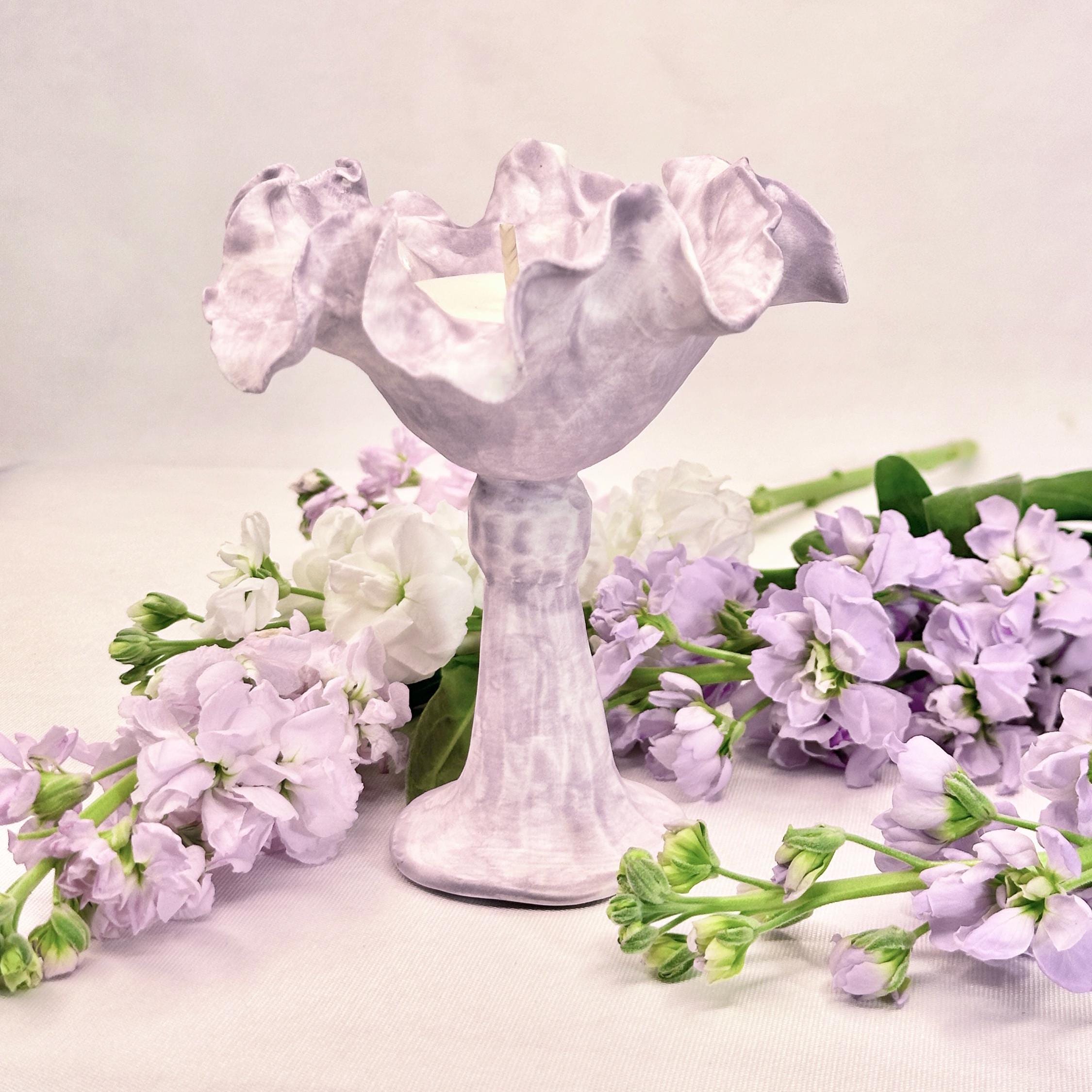 Handcrafted Ceramic Floral Candle Holder Home Decor