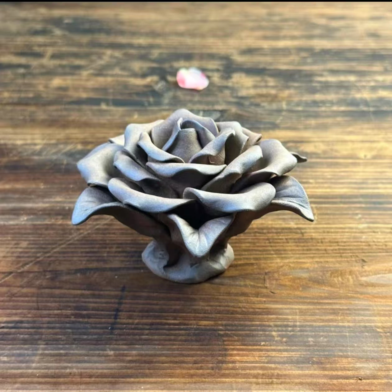 Handcrafted Old Rock Clay Ceramic Flower Incense Holder | Artistic Home Ornament