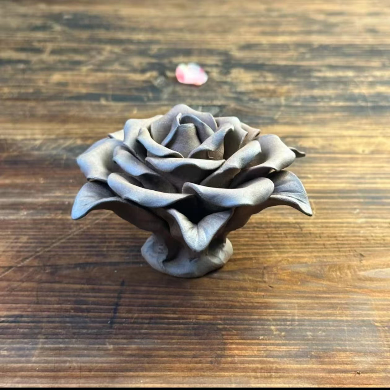 Handcrafted Old Rock Clay Ceramic Flower Incense Holder | Artistic Home Ornament