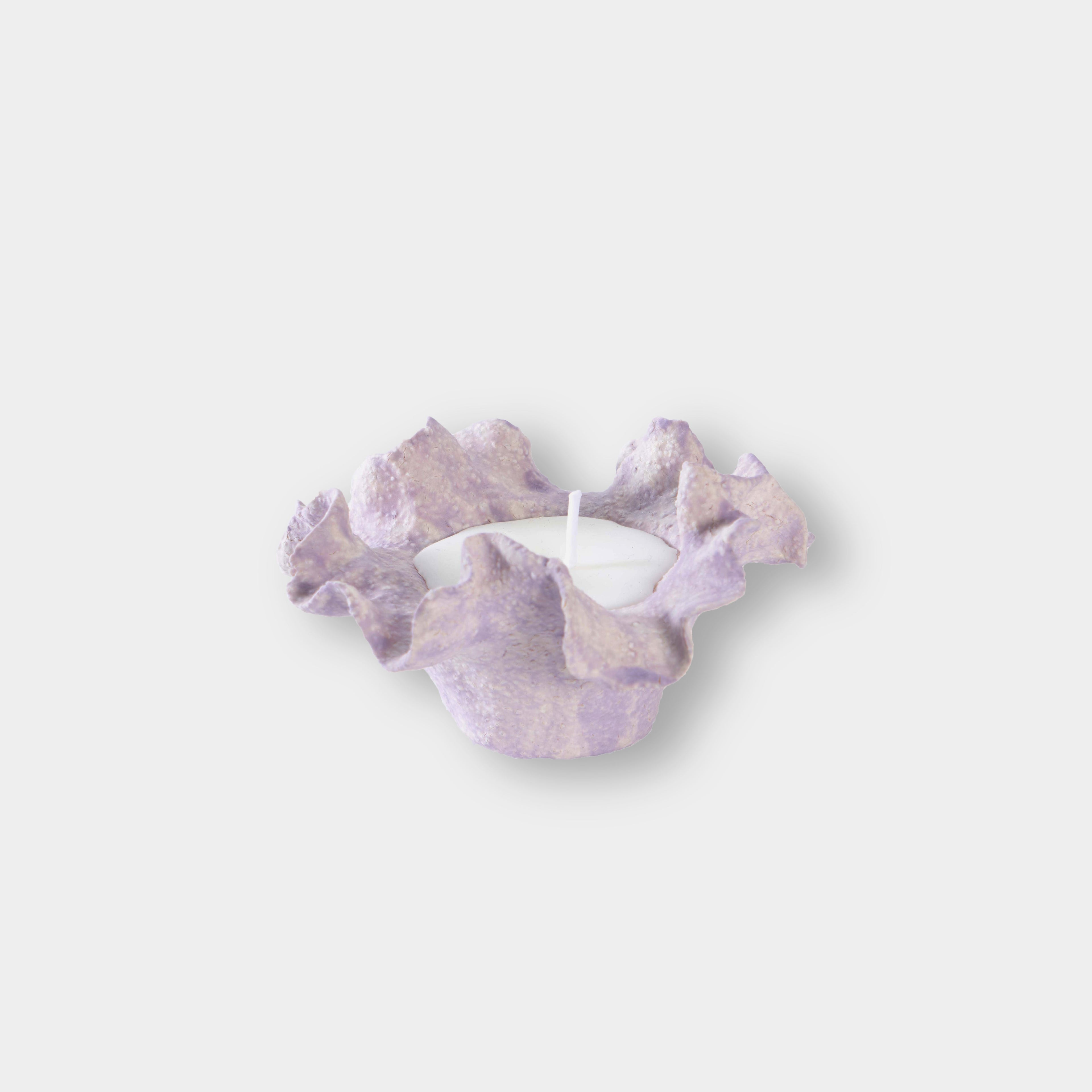 Handcrafted Purple Ceramic Candle for Unique Home Decor