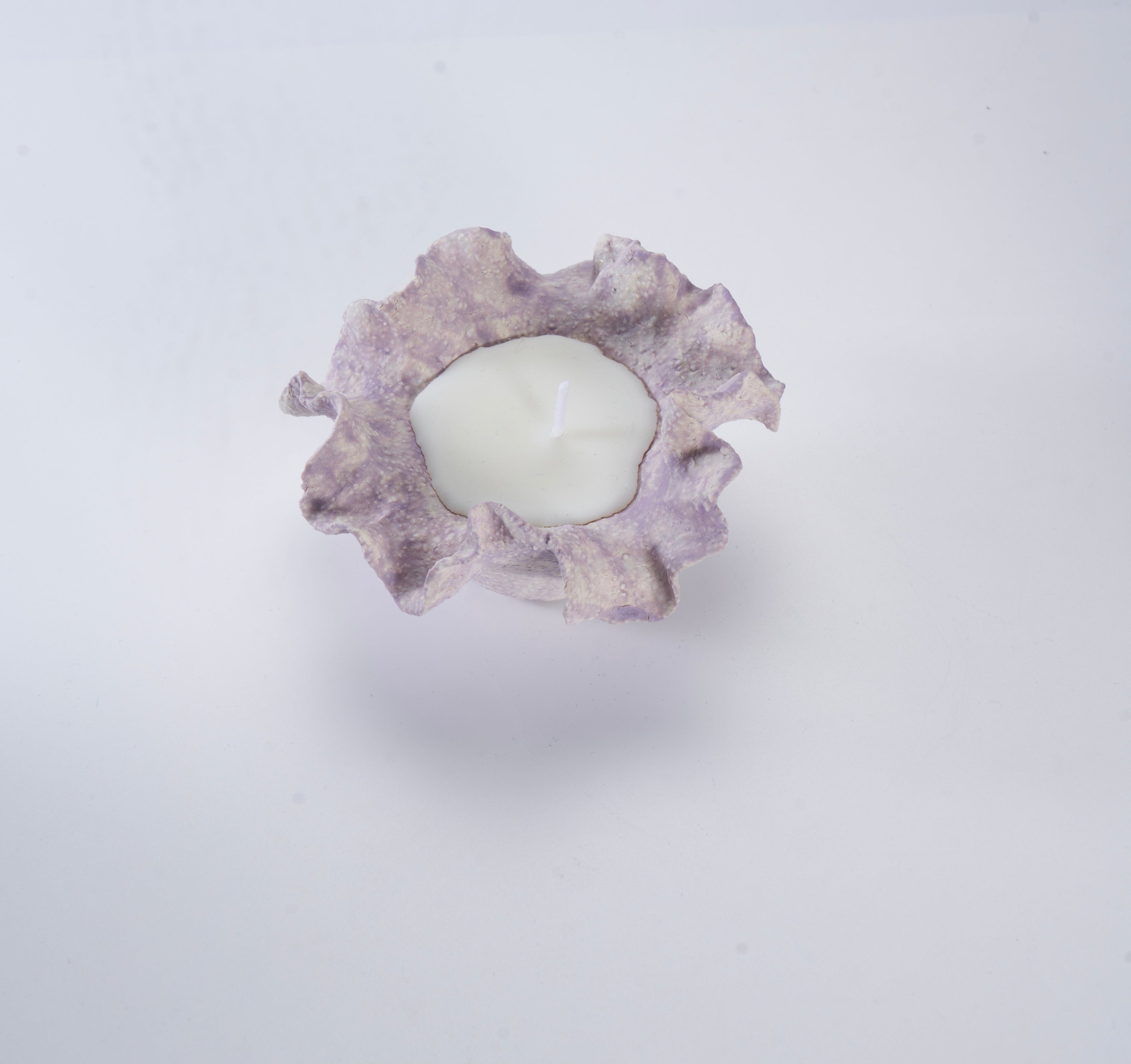 Handcrafted Purple Ceramic Candle for Unique Home Decor