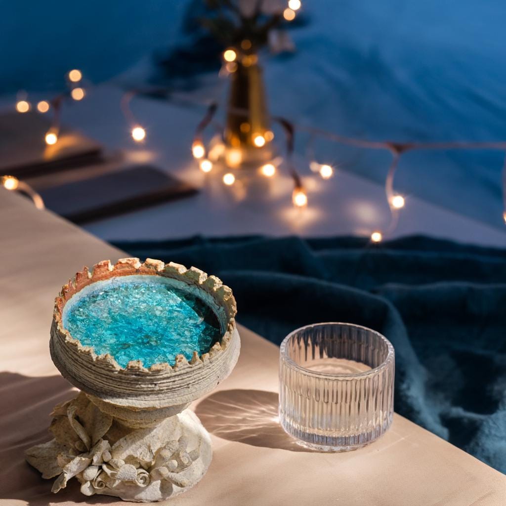 Oceanic Mermaid Blue Candle Holder for Beach Decor and Gifts