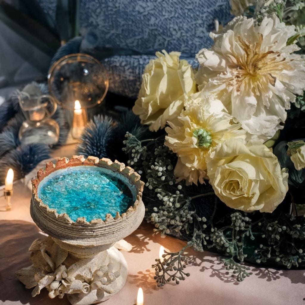 Oceanic Mermaid Blue Candle Holder for Beach Decor and Gifts