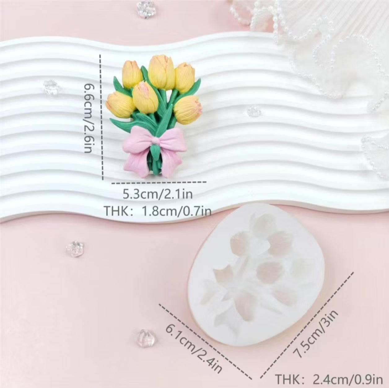 Tulip Bouquet Tie Silicone Mold for DIY Aromatherapy, Car Diffusers, Fragrance Stones, Candles, and Handmade Soaps