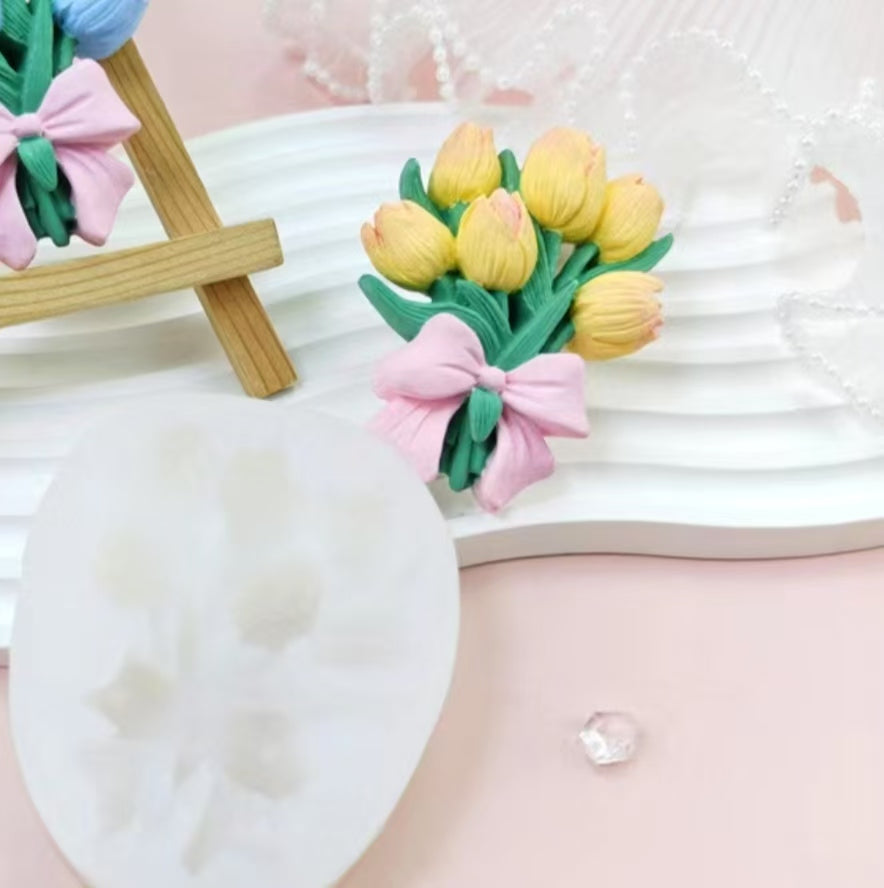 Tulip Bouquet Tie Silicone Mold for DIY Aromatherapy, Car Diffusers, Fragrance Stones, Candles, and Handmade Soaps