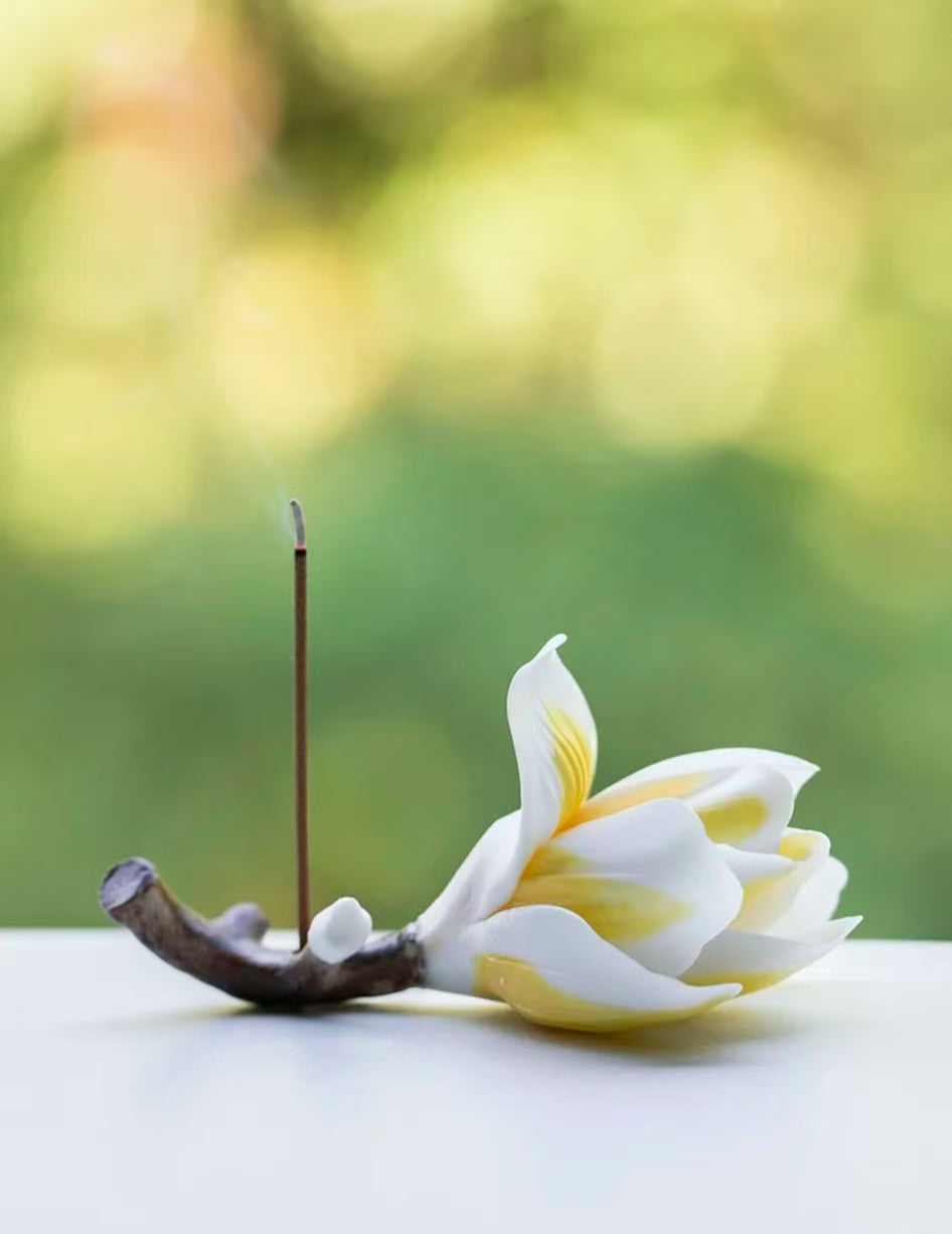 Zhenpin Tang Tea Ceremony · Dapu Incense Stick Holder - Zen Magnolia Ceramic Incense Stand for Home Aromatherapy and Meditation