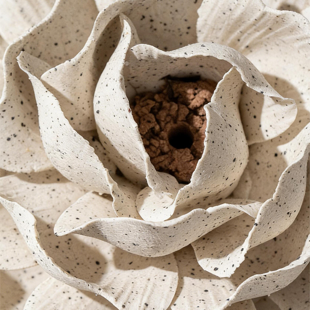 [Stone Milled Sesame] Handmade Ceramic Flower Decorative Ornament, Creative Handcrafted Gift Art Collection, Home Decoration