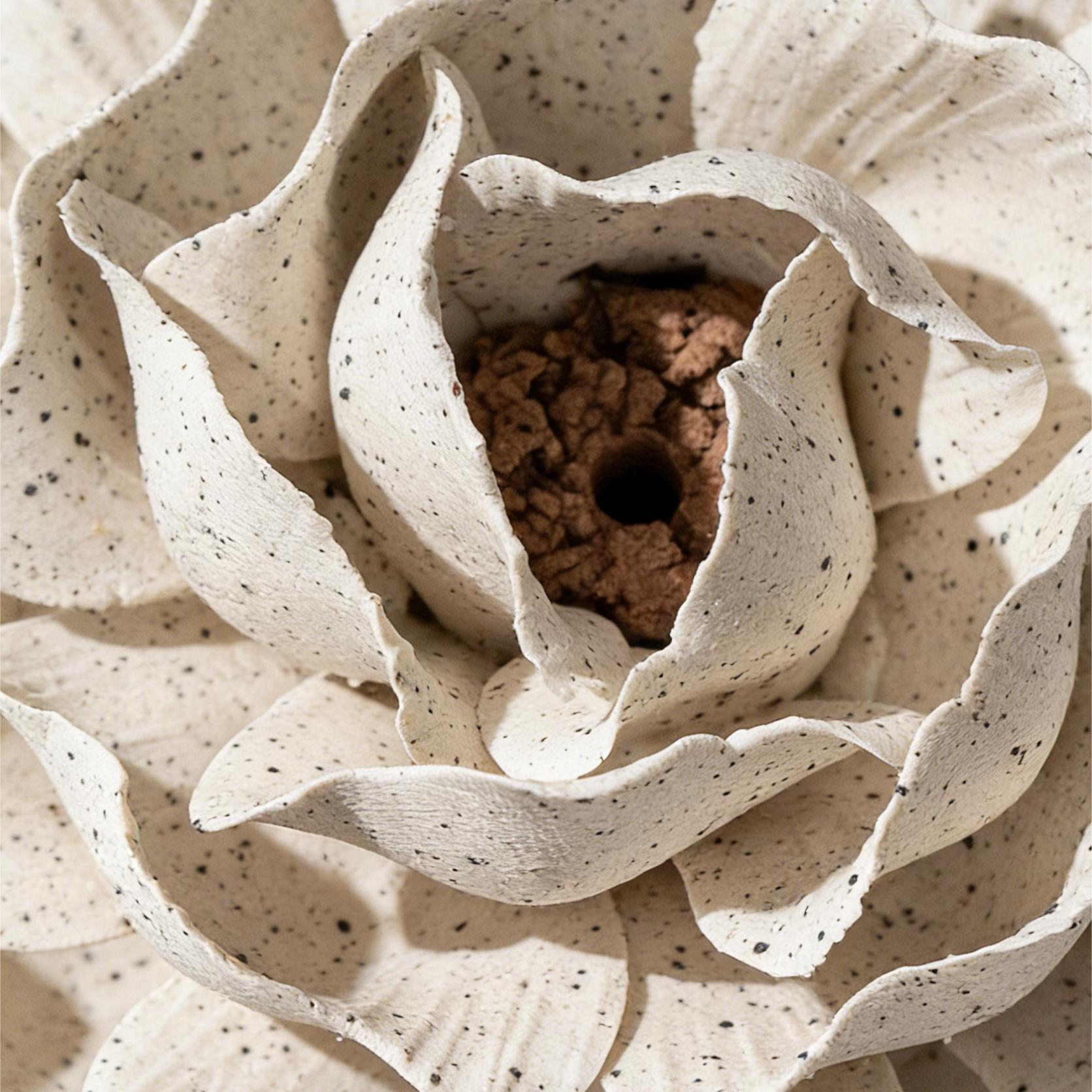 [Stone Milled Sesame] Handmade Ceramic Flower Decorative Ornament, Creative Handcrafted Gift Art Collection, Home Decoration