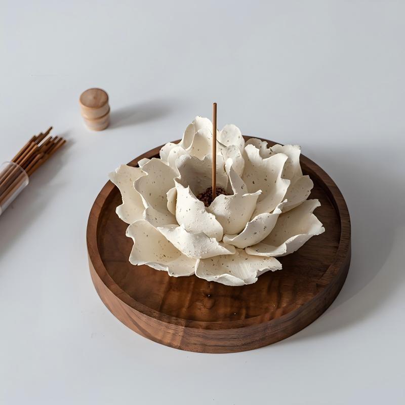 [Clay Bloom] Handmade Ceramic Flower Home Decor, Creative Art Collectible Gift Incense Holder, Unique Handcrafted Decoration