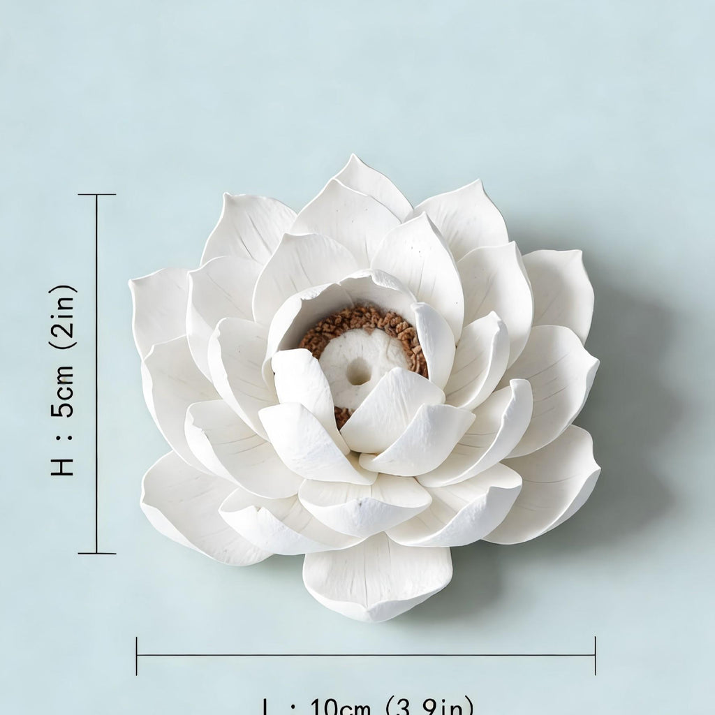 [Lotus Veil] Handmade Ceramic Flower Home Decor, Unique Creative Gift for Art Collectors, Incense Holder for Tranquil Spaces