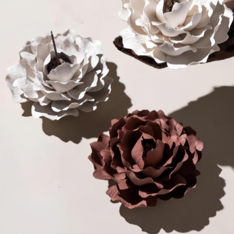 [Fired Earth],Handmade Ceramic Flower Home Decor, Creative Handcrafted Gift, Artistic Collectible