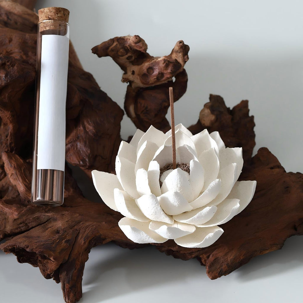 [Lotus Veil] Handmade Ceramic Flower Home Decor, Unique Creative Gift for Art Collectors, Incense Holder for Tranquil Spaces